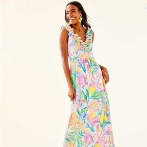 Lilly Pulitzer Leena Navy Blue Midi Dress Size XS